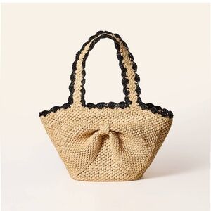 Kate Spade Raffia BowTote Bag - Tan and Black